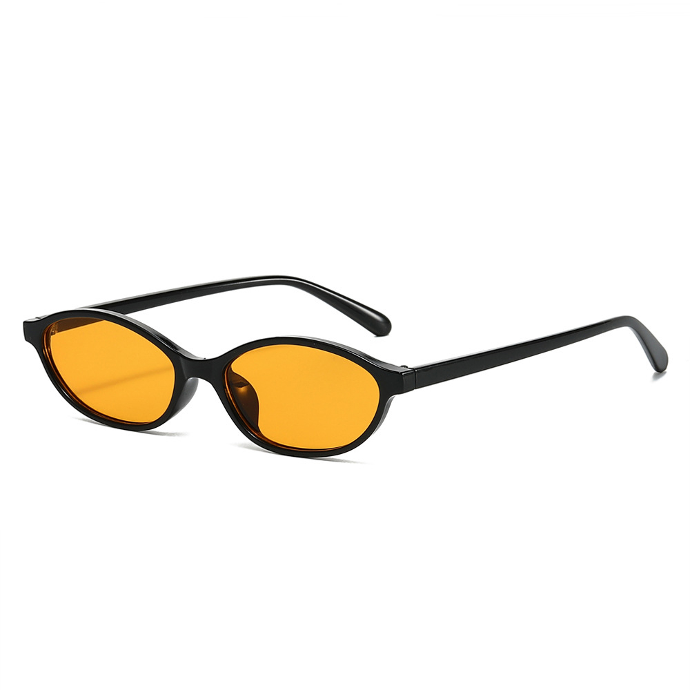 STORY XY13137 Vintage Yellow Oval Sunglasses - UV400 Protection