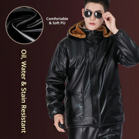 Chaqueta de Cuero PU Suave, Antidesgarros, Rellena de Plumón, Impermeable, Cortavientos, Gruesa y Cálida para Invierno y Trabajo