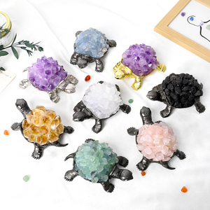 Lampe de nuit en pierre naturelle d'améthyste et de citrine en forme de <span class=keywords><strong>tortue</strong></span> pour la décoration intérieure, idéale pour l'énergie du salon et la lithothérapie en gros. - Product Image 2