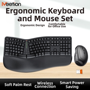 Cho meetion directorc toàn bộ Bán Bàn phím không dây chuột combos Ergonomic chia thiết kế dài thời gian chờ có thể sạc lại - Product Image 2