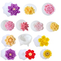AK Blumen-Fondant-Kuchenformen für DIY Aromatherapie-Kerzen und Backen, 3D-Silikonform in Pfingstrosen- und Rosenform, leicht zu entformen, für Gelee und Pudding