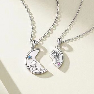Collane per Coppie Il Piccolo <span class=keywords><strong>Principe</strong></span> e la Rosa, Catena per Clavicola in Rame Leggero ed Elegante, Regalo per Fidanzata, Gioielli - Product Image 4