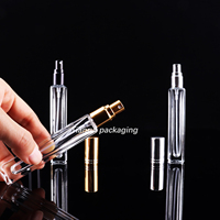 Botol tabung parfum dengan penyemprot bambu botol parfum Mini 10ml kaca persegi bening