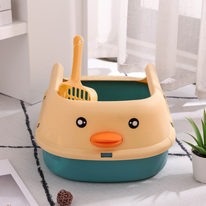 กล่องทรายแมวรูปเป็ดแบบกึ่งปิดความจุขนาดใหญ่ป้องกันน้ำกระเซ็นสำหรับแมว - Product Image 2