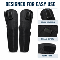 Masseur de genou, mollet et cuisse à compression d'air rechargeable noir, chaleur pour le genou, 3 modes, 3 niveaux, boutons tactiles pour la maison et le bureau