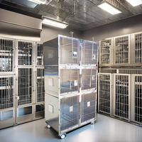 Hondenkennel van 304 roestvrij staal, 6-deurs, meerlaags, voor binnen, geschikt voor dierenklinieken, dierenwinkels