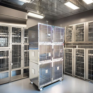आधुनिक स्टेनलेस स्टील कुत्ते केनेल कैबिनेट ठोस पैटर्न पालतू जानवर की दुकान और छोटे जानवरों के लिए अस्पताल पिंजरे - Product Image 4