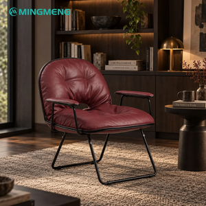 Fauteuil d'appoint vintage commercial rembourré en cuir PU avec base en métal pour projets hôteliers - Product Image 4