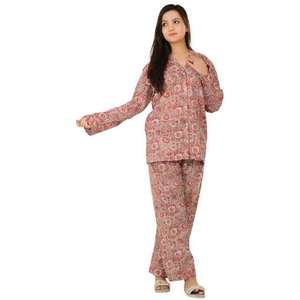 Women Pajama Set Floral Design 100% Cotton Long Sleeve Shirt and <b>Pants</b> Lightweight Breathable Summer Night Suit Sleepwear - Product Image 6
