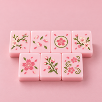 Jeu de Mahjong Américain Thème Côte d'Hydrangea, Tuiles de Mahjong en Acrylique Couleur Pantone Personnalisée, Pièces de Jeu