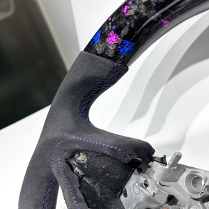 Volant de voiture en fibre de carbone forgée bleu-violet, vente directe d'usine, compatible avec <span class=keywords><strong>Infiniti</strong></span> G25 <span class=keywords><strong>G37</strong></span> Q50 Q60 Q70 350Z - Product Image 5