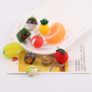 Perles de fruits réalistes et adorables (oranges, litchis) en résine plastique, accessoires de bijoux DIY, jouets alimentaires pour enfants - Product Image 1