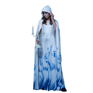 Costume de mariée fantôme pour femmes, cape avec imprimé crâne, robe longue à capuche pour tenue de fête cosplay - Product Image 5