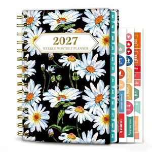 Agenda 2027 Settimanale e Mensile con Design Floreale, Rilegatura a Spirale, Citazioni Ispirazionali, Ampie Pagine Giornaliere - Product Image 1