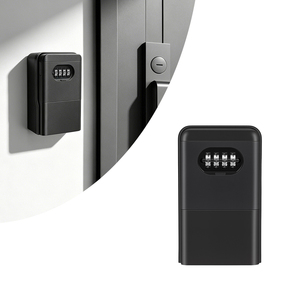 Boîte à clés portable noire à combinaison à 4 chiffres avec anse, coffre-fort de rangement pour clés, idéal pour l'extérieur, la maison, les Airbnb et l'<span class=keywords><strong>immobilier</strong></span> - Product Image 1