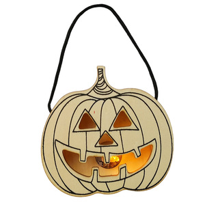 Décoration d'Halloween : Lanterne fantôme, crâne, citrouille, pendentif en bois pour fêtes d'intérieur - Product Image 5
