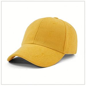 Casquette de baseball unisexe pour enfants en velours côtelé, 6 panneaux, réglable, en tissu courant, pour l'extérieur, 100 % polyester, vente en gros - Product Image 6