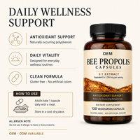 Capsules de Propolis d'Abeille avec Extrait de Résine Botanique pour Programmes de Bien-être Clean Label et Lignes de Compléments Végétariens