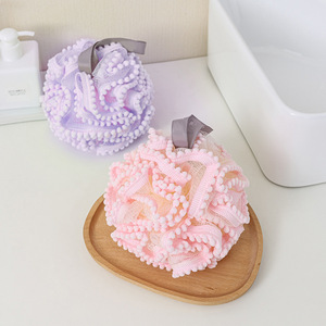 New large-sized pom-pom <b>bath</b> ball, soft and non-fraying with lace <b>trim</b>, foaming net, <b>bath</b> towel, wholesale. - Product Image 1