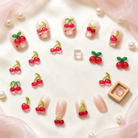 Breloques 3D transparentes en résine en forme de petites cerises, ornements brillants pour ongles en forme de fruits, mini décorations mignonnes pour manucure DIY et ongles à presser