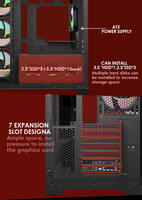 Grande Tour de Bureau Panoramique en Verre Trempé, Boîtier PC Arc Circulaire, Armoire CPU de Refroidissement ATX pour Ordinateur de Gaming