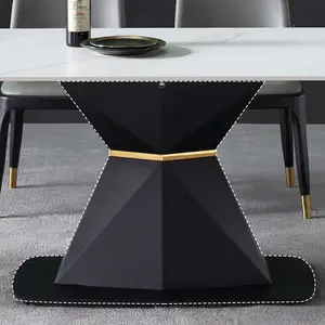 Italian Modern Elegant Marble Top Long Dining Table Set Dining Room Furniture Metal Legs Dining Table Set