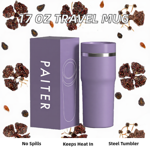 Paiter 17 Oz Stainless Steel Vacuum Insulated Travel Mug <b>Push</b> Pull Lid Office <b>Car</b> Home Use Eco Friendly BPA Free - Product Image 2