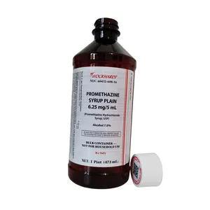 FREE SHIPPING Wockhardt Plain Cough Syrup Label with 16oz PET Arch Amber Square Bottles with Red Writing QR Code CRC Caps
