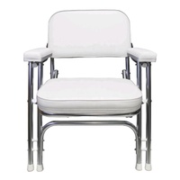 Chaise de pont à Double jambe pliable avec cadre en acier inoxydable, pour bateau, blanc