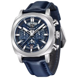 Reloj de Cuarzo Cronógrafo Premium para Hombre, 3 Esferas, 6 Agujas, Resistente al Agua, Esfera Esqueleto, Correa de Cuero, Luminoso, con Calendario - Product Image 1