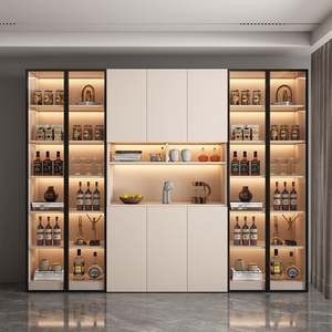 High-End Solid Wood Modern <b>Sideboard</b> & Wine Cabinet Combo for Home Bar <b>Kitchen</b> Dining/Living Spaces - Product Image 3