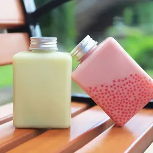 زجاجة مفرغة 400 مللي 500 مللي 600 مللي زجاجة شراب بلاستيكية المتاح الحليب السائبة حاويات مع واضح قبعات الأغطية