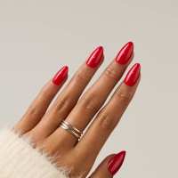 Faux ongles classiques rouges carrés à presser, finition brillante, réutilisables, kit de manucure à couverture complète, avec adhésifs, en ABS, 50 pièces