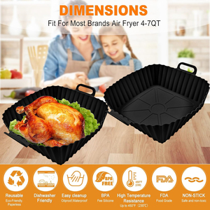 Revestimiento de Silicona Cuadrado de 55g para Freidora de Aire de 8 Pulgadas, Tapete Antiadherente Reutilizable para Horno de Freidora de Aire de 3.6-6.8QT, Apto para Lavavajillas - Product Image 4