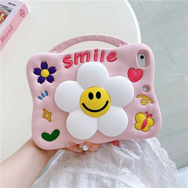 Hand Stand Flower Butterfly Silicone Tablet Case for iPad Air 7 8 9 Gen 5 6 10. 9 10.2 11 Pro Inch Bear Cover Holder 2025 2024