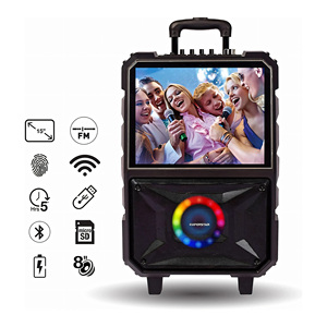Xách tay màn hình cảm ứng Wifi Loa <span class=keywords><strong>Android</strong></span> hệ thống TF Thẻ RGB LED sạc pin rạp hát tại nhà karaoke loa - Product Image 2