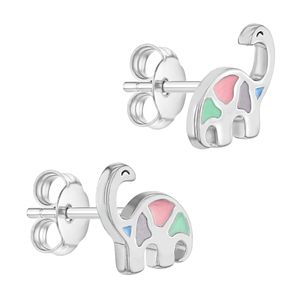 Boucles d'oreilles en forme de dinosaure, bijoux fins en argent Sterling 925, émail multicolore, design pour petites filles - Product Image 2