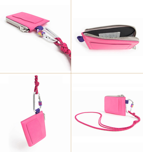 Carteras de cuero Pu vegano Rfid personalizadas # PA0107 Carteras delgadas y Monederos Monedero <span class=keywords><strong>Piel</strong></span> Rosa <span class=keywords><strong>Cartera</strong></span> con cremallera superior con correa colgante larga - Product Image 2
