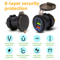 Chargeur de voiture double USB 12V 24V personnalisé avec logo, chargeur rapide étanche avec voltmètre pour utilisation automobile et marine