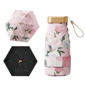 High Quality Luxury Oriental Pocket Manual Five-Folding UV Resistant Black Coating Travel Portable Mini Sun Umbrella - Product Image 1