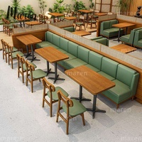 Meubles de café, de restauration rapide et de cantine en chêne naturel carré sur mesure, ensemble de table et de chaises en bois massif avec structure en métal solide