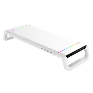 Factory Direct Sell Wholesale Hot Selling Foldable Aluminum Laptop Monitor Stand RGB 4 USB With Storage Drawer Phone Holder