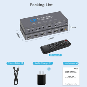 Conmutador Multivisor HDMI con <span class=keywords><strong>PIP</strong></span>, Conmutador HDMI Cuádruple Multi-Viewer 4 en 1 con Control Remoto IR, <span class=keywords><strong>19</strong></span> Modos de Visualización para Cámaras de Seguridad - Product Image 6