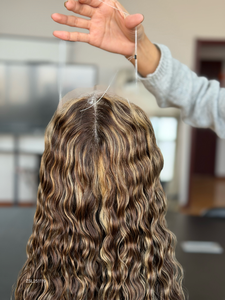 Nuevo Diseño 2024, Topper de Cabello Humano para Frente de Encaje, 130% de Densidad, Cabello Humano Virgen Europeo, Ondulado al Agua para Mujer # 3 & # 27 Colores - Product Image 4