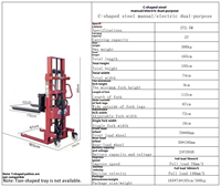 Chariot élévateur semi-électrique en acier de 1 tonne avec batterie Li-ion, transpalette à levage hydraulique pour les magasins de matériaux de construction et les entrepôts