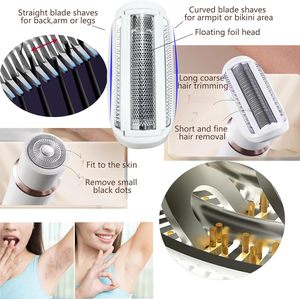 5-in-1 Replaceable Ceramic Blade USB & Rechargeable Electric Women's Body Shaver & <b>Trimmer</b> Waterproof Household Epilator Use - Product Image 4