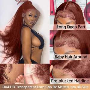 Parrucca Frontale con Laccio Lunga e Liscia, <span class=keywords><strong>Capelli</strong></span> Marroni, Moda Femminile Europea e Americana, <span class=keywords><strong>Capelli</strong></span> Sintetici Realistici - Product Image 5