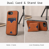 Étui de téléphone rétro en cuir antichoc avec coque arrière en TPU et PC givré, double porte-cartes, support et béquille pour smartphones