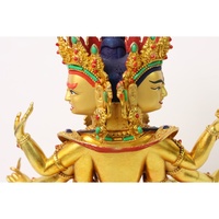 Sculpture tibétaine personnalisée de la Sainte Mère Bouddha, en cuivre plaqué or, faite à la main, design professionnel, directement de l'usine