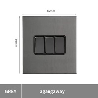 Interrupteur à bouton-poussoir de luxe minimaliste transfrontalier, prise multifonctionnelle britannique 220V, panneau en acier inoxydable gris mat